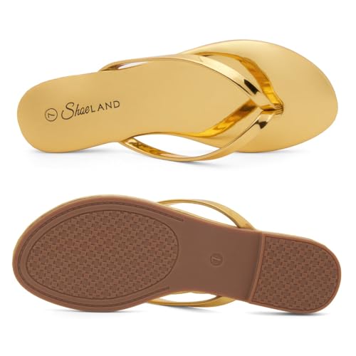 Image of Shoe Land Thong Flip Flops for Women, Memory Foam Flat Sandals, Lightweight Summer Slides, Non Slip Comfort Sandals for Beach, Travel and Everyday Wear