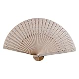 Wooswen Fashion Wedding Hand Fragrant Party Carved Folding Fan Chinese Wooden Vintage Hollow Antiquity B