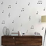 Baby Nursery Wall Decals Music Note Pattern Sticker for Kid's Bedroom Music Lover Decorate Wall Art Decal Baby Girl Boys Room Decor BK007 (Black)