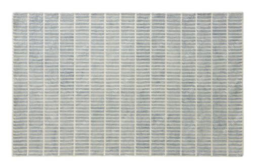 Image of Capitola Solid Hand-Tufted 100% Wool Area Rug - 1x1 Ft (Sample), Square Coastal Blue Textured Surface Design, Cotton Backing, Plush Dense Pile Handmade Carpet for Living Room, & Bedroom