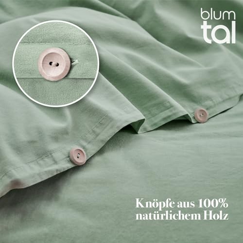 Blumtal Bettwäsche 135x200 Leinen Optik 2teilig mit Kissenbezug 40x80cm - Bettbezug leinenartige Baumwolle… – Ansicht 4