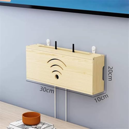 Contenitore per router da parete con fori di ventilazione, modem salvaspazio e organizer per box WiFi per casa e ufficio, rack ecologico per la gestione dei cavi in WPC