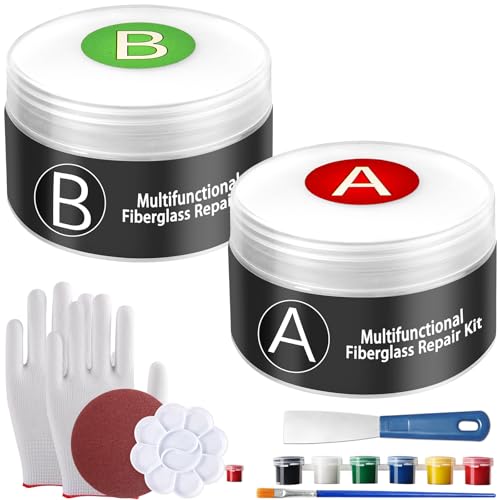 PLACHIDAY Fiberglass Boat Repair Kit - Marine-Grade Gel Coat Repair Kit for Boats Fiberglass Repair Set Fix Holes Chips Pit Cracks for Boat Painting Supplies