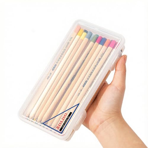 Image of Clear Small Hard Plastic Pencil Case With Hinged Lid for Pens Makeup brush | Clear Plastic Pencil Case Hinged Lid Snap Closure Small Hard Shell Plastic Pencil Pen Drill Bit Makeup brush Supplies Carry