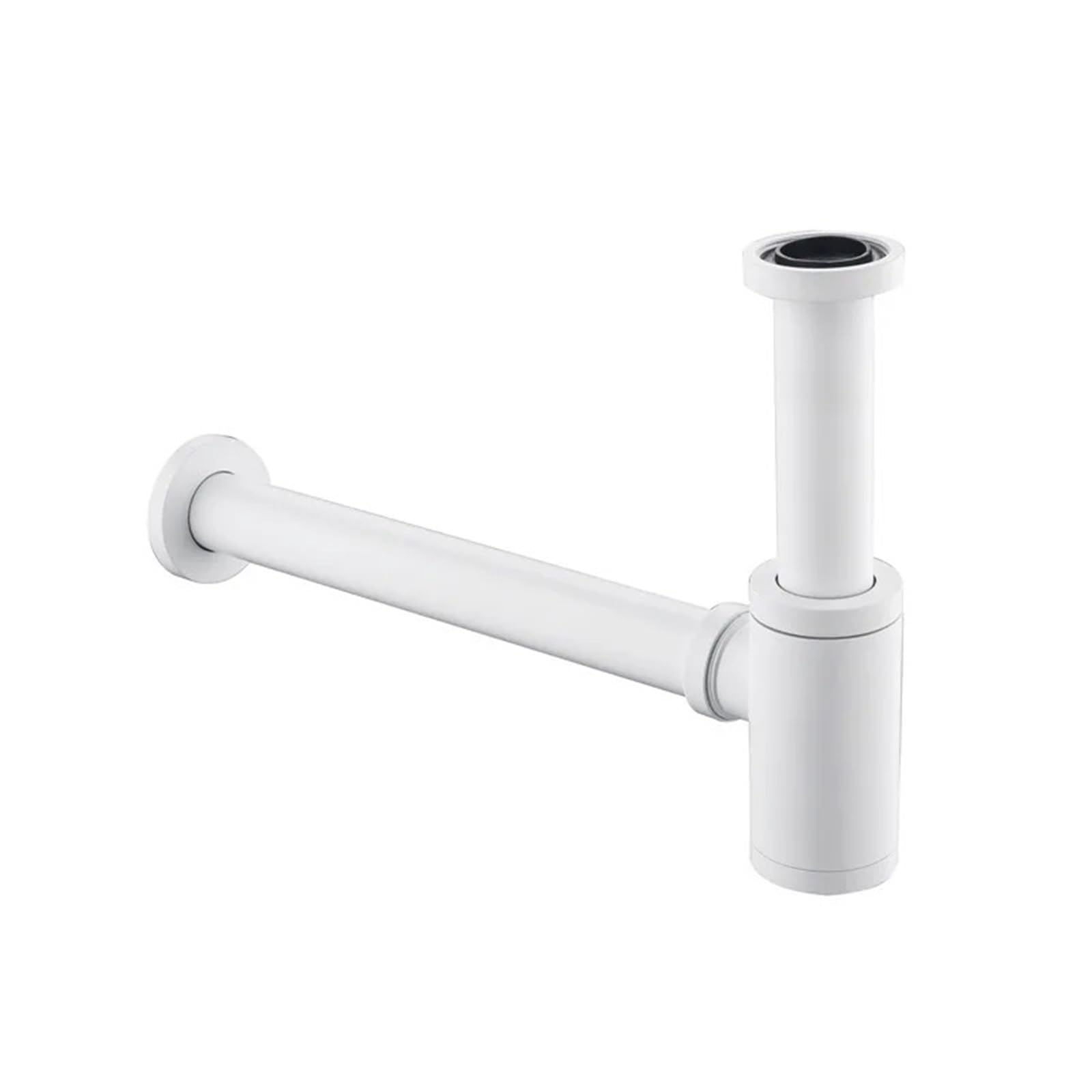 SifóN De Botella Desagüe de lavabo emergente for baño, conexión pared, sifones en P, tubería drenaje Para Lavabos(White)