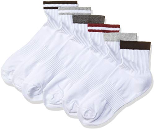 Chromozome Men’S Cotton Athletic Socks (Pack Of 6) (Sx5 (Po6) _Whiteblk+Whitegrey+Whitemaroon+Whiteblkbelt+Whitecharbelt+Whitegrybelt_Free Size)