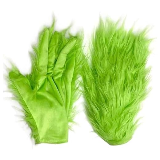 DIY Grinch Costume Furry Green Gloves
