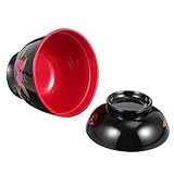 DIYEAH Japanische Miso Schüssel mit Deckel Reis Schale für Heiße und Kalte Speisen Multifunktionale Suppenschüssel für Zuhause und Restaurant Glatte Oberfläche Praktische