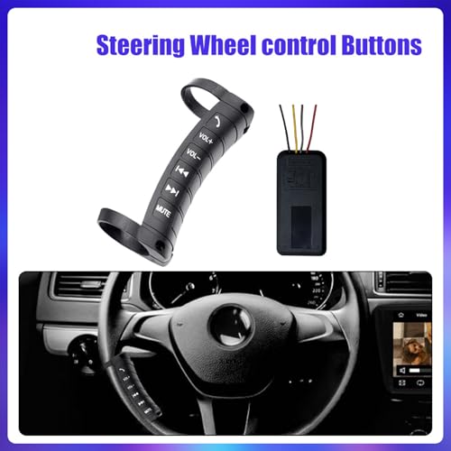 Mando de volante para coche inalámbrico y compacto de 3.9 pulgadas con botones multimedia 7