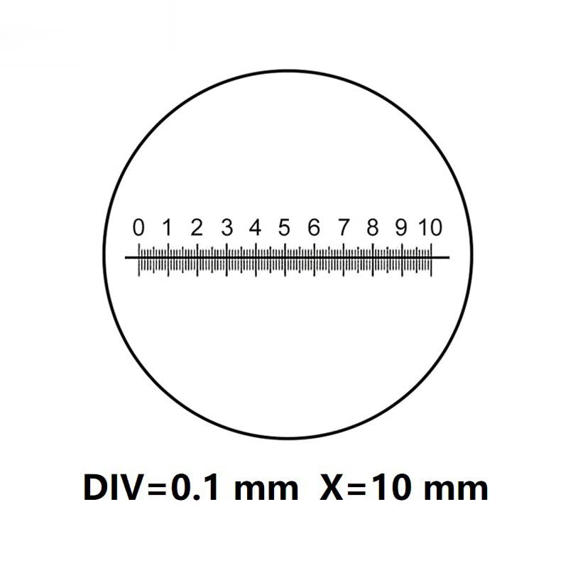 Microscope X=10 Mm Ocular Micrometer for Microscope, DIV 0.1 Mm Reticle Ruler Horizontal Measuring Eyepiece Calibration Diameter 20 Mm 29 Mm(Diameter 21 mm)