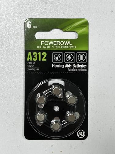 Image of POWEROWL Hearing Aid Batteries Size 312, Long Lasting 312A battery-24 Pack