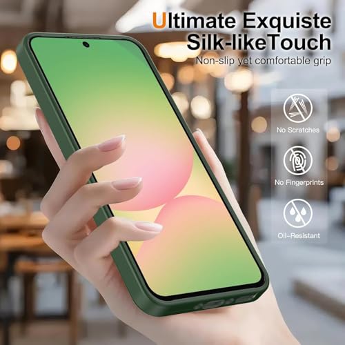 Image of VONZEE Compatible with Samsung Galaxy A37 5G Case Luxury Retro Flowers Floral Clear for Magnetic Wireless Charging Case Shockproof PC+TPU Cute Glossy Shiny Cover for Girls Women, Green