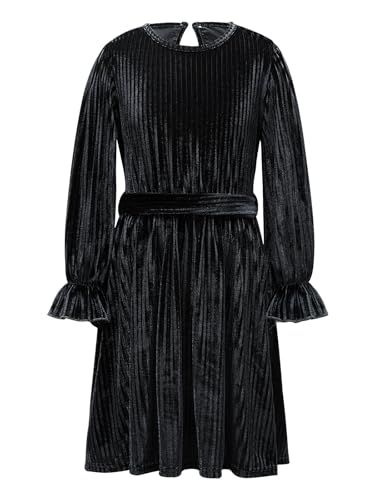 Patgoal Girls Velvet Dress Kids Long Sleeve Crew Neck Midi Fall Winter Vintage Festive Dress Teen Girl Christmas Party Dress4