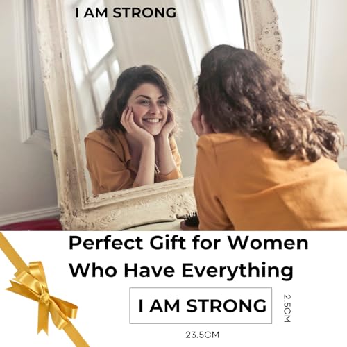 Image of I AM Strong Self-Affirmation Mirror Decal, Positive Meditation Vinyl Sticker, Motivational Wall & Mirror Sticker, Safe for Kids & Teens, Empowering Bathroom Decor for Girls - 5.5 * 23.5cm