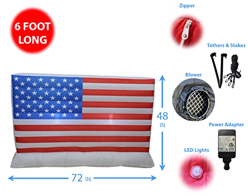 Drapeau américain gonflable 1,8m avec lumières LED intégrées - 3