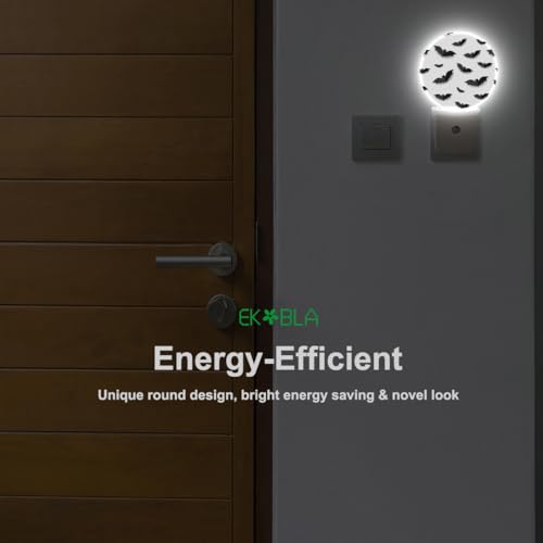 Image of EKOBLA Bat Night Light, Seasonal Black Bat and Spider Halloween Night Lights Plug Into Wall with Auto Sensor for Bedroom and Staircase