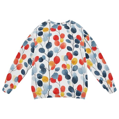 JUNZAN Cartoon Colorful Eucalyptus Leaf Big Girls Pullover Hoodie Crewneck Boys Sweat Shirt Sports 4T2