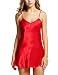 Avidlove Women's Pajamas Satin Nightgown Sexy Mini Slip Sleepwear Red S