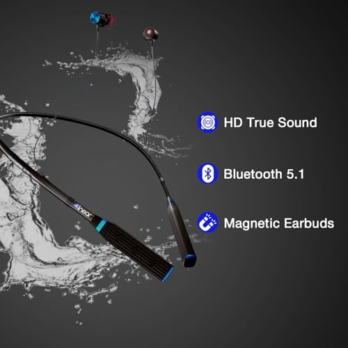 Image of inear MJ-Beat Bluetooth Wireless Neckband Earphones with Mic - Active Noise Cancellation, 24-Hour Music Playback, Type-C Fast Charging, Magnetic Earbuds, Lightweight Design, HD Sound | Blue