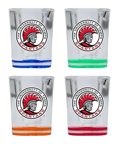 R and R Imports University of Tampa Spartans 2 Ounce Shot Glass Square 4-Pack Multicolor Officially Licensed Collegiate Product