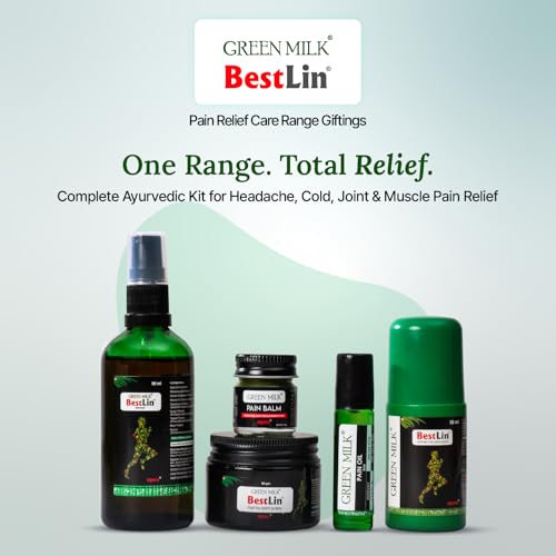 Image of Green Milk BestLin Pain Relief Combo Pack | Ayurvedic Gel, Oil, Balm, Roll-On & Spray, 5-in-1 Pack