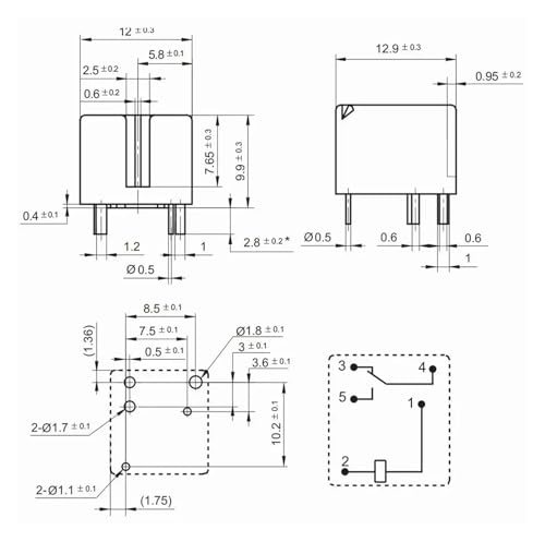 Relé BARK-S-112D 12V de 5 pines para automoción KC-1C-12V-30A 2