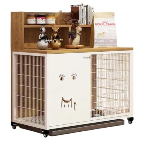 木製犬小屋装飾犬クレート - モダンな犬クレート家具は、上部収納付きの犬ペット小屋に安全なスペースを提供しながら、家の装飾を強化します。(Light brown,M)