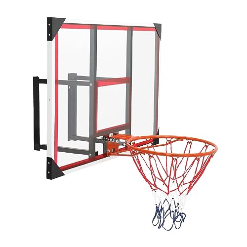 Premium-Mounted Basketball Backboard - Steel-Edged Red and White Design | Transparent PC Board | Durable Construction - for Home and Outdoor Courts - Thumbnail 7
