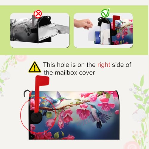 image for Dacawin Summer Mailbox Covers Magnetic Oversized Hummingbird Flower Ma