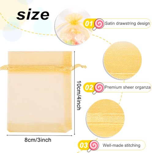 Image of HRX Package 100pcs Small Organza Bags 3x4 inch, Assorted Color Mesh Jewelry Pouches Drawstring Empty Sachets for Bracelets Candy Small Gift