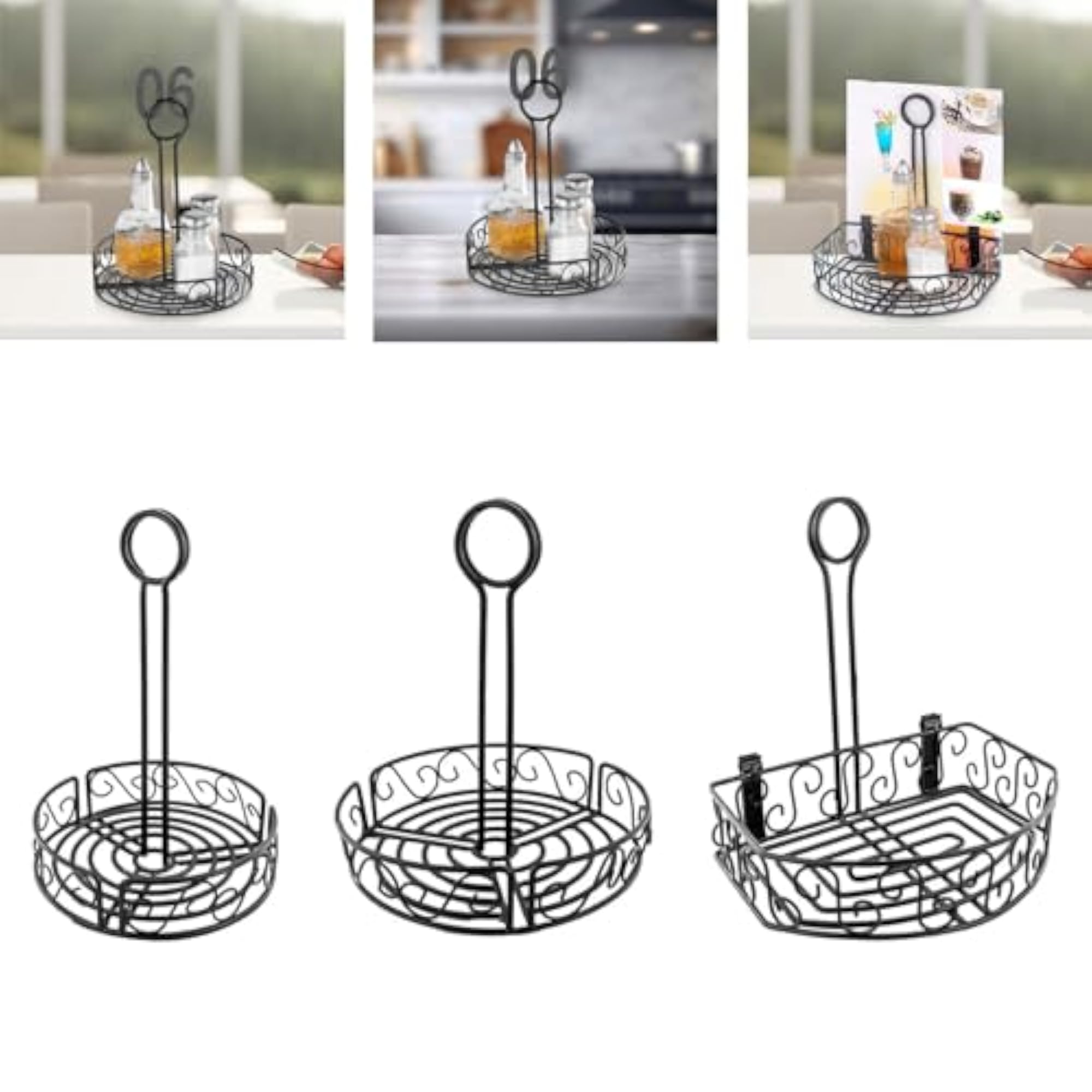 Spice Rack Organizer with Table Number Holder, Round Design