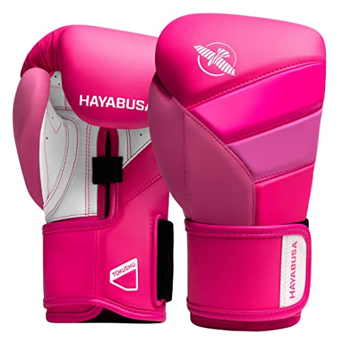 Hayabusa T3 Boxing Gloves for Men and Women Wrist and Knuckle Protection, Dual-X Hook and Loop Closure, Splinted Wrist Support, 5 Layer Foam Knuckle Padding - Neon Pink, 10oz