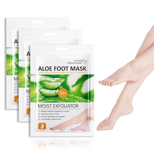 3 Pairs Foot Peel Mask for Dry Hard Skin Exfoliating With Aloe Vera - Moisturizing Socks for Callus Removal, Cracked Heel and Dead Skin Care - for Women & Men