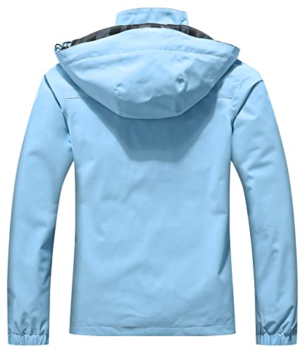 Image of MOERDENG Women's Waterproof Rain Jacket Lightweight Raincoat Hooded Hiking Jacket Softshell Windbreaker
