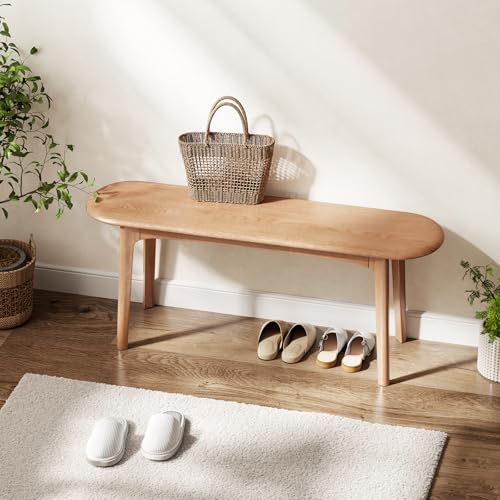 DONGMUWUJEE 39" Solid Wood Small Dining Bench, Entryway Bench, Natural by DONGMUWUJEE - Used condition - Image 7
