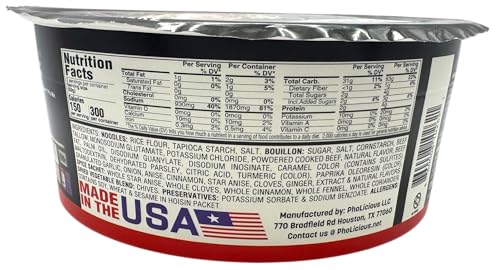 PhoLicious Instant Beef Pho, Authentic Vietnamese Rice Noodle Soup Kit with Spices & Broth Mix, Ramen Noodles Alternative, Quick Microwave Meal - Pho Noodles Bowl - Beef Flavor (4 Pack)