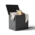 KFY 35 Gallon Resin Deck Box with Lockable Latch, Waterproof UV-Resistant Multi-Purpose Outdoor Storage for Patio Cushions, Garden Tools & Package Storage, Black