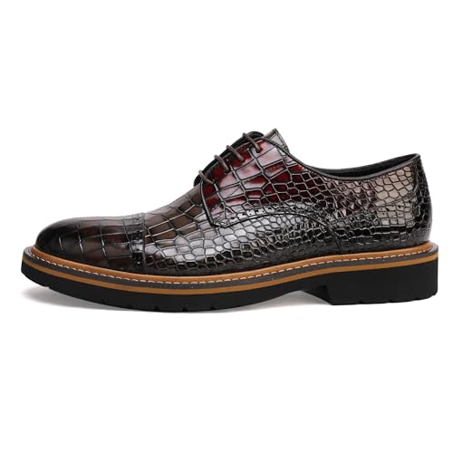 ChrisLOOK Men's Shoes Lace up Dress Shoes Crocodile Pattern Loafers for Men 11