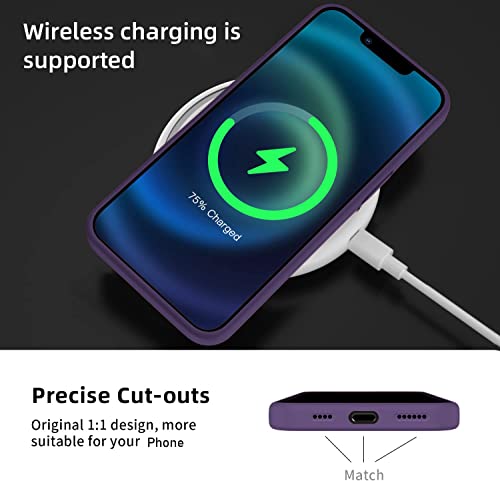 Image of VONZEE Shockproof Matte Flexible Back Cover for iPhone 14 Pro Max Case Liquid Silicon Square Pattern TPU Camera Protection Back Cover (6.7 Inch) - Deep Purple