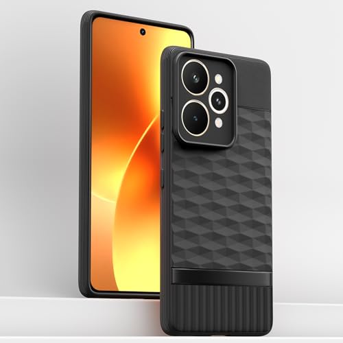 Image of Pikkme Back Cover for Realme 15 Pro 5G Camera Protection 3D Hexa Cube Design Silicone Protective Bumper Case (Black)