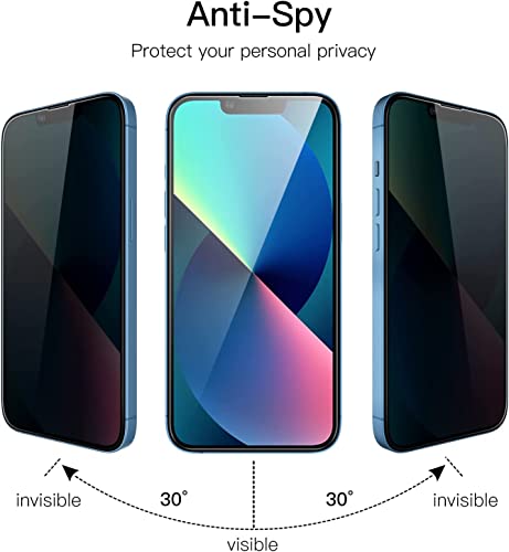 OpenTech® Privacy Tempered Glass Screen Protector Compatible for iPhone 13/13 Pro / 14 / 16e (6.1 Inches) with Edge to Edge Coverage and Easy Installation kit