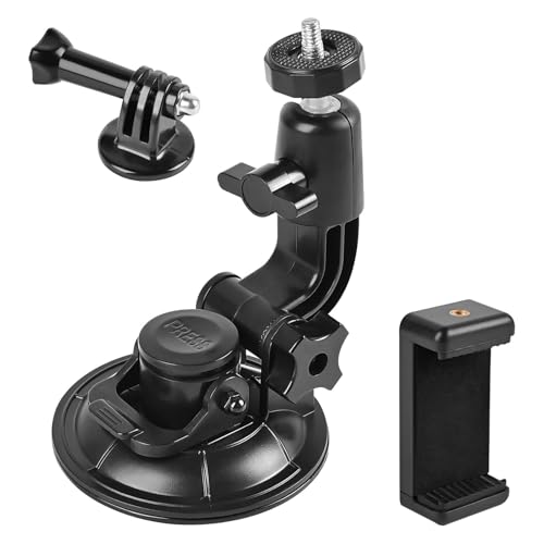 ShipeeKin Wytrzymały 9 cm uchwyt na szybę samochodową z przyssawką na masce deski rozdzielczej dla wszystkich Gopro Heros, SJCAMs, Geekpro, Garmin VIRB Xe, Xiaomi Yi 4k, Nikon, Sony DSLR