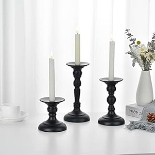 VINCIGANT Candle Holder Black Taper Candlestick Holder for Table Decoration Black Pillar Candle Holder for Living Room Decoration 3pcs