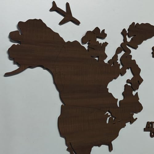 Image of rawpockets - 3D Wooden World Map With Clock Wall Decor | Wall Art, Wall Hangings & Gift | Travel Map | Living Room & Bedroom Wall | Working Space - Red Wood Color - Small Size (110 X 65 CM)