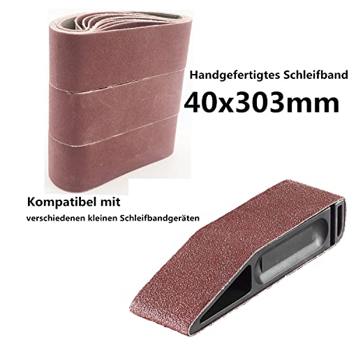 FEIHU Aluminiumoxid-Schleifbänder,40x303mm Schleifband.zum Polieren Metall, Holz. jeweils 3x40/80/120/180/320 Körnung,Schleifband-Set,|für Bandschleifer | Handschleifer Schleifband 15 Stück