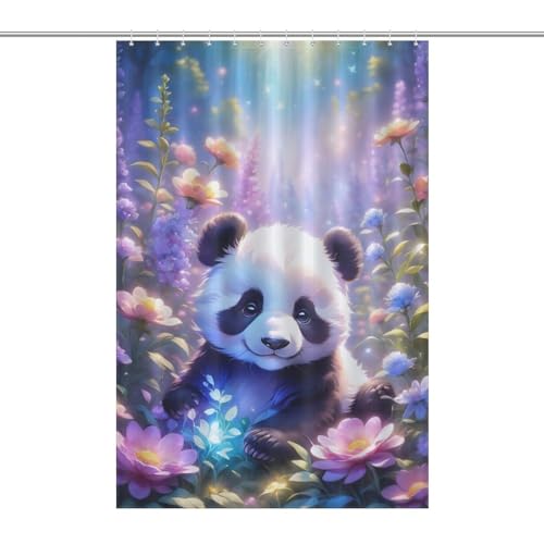 Rideau de douche panda imperméable en polyester anti-moisissure lavable - 7