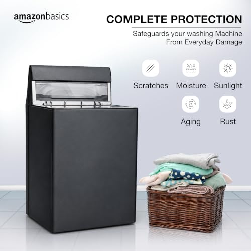 Image of Amazon Basics Waterproof Top Load Fully Automatic Washing Machine Cover for 6 kg, 6.5 kg, 7kg & 7.5 kg (Grey) - 59 x 59 x 86 cms