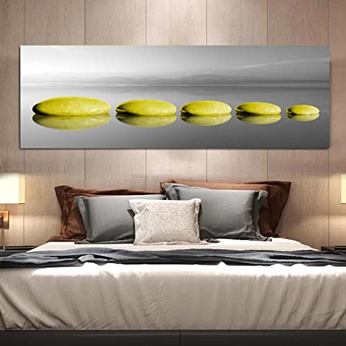 Toile paysage abstrait moderne gris jaune avec impression haute definition texture pierre