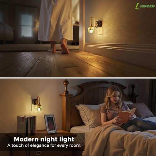 Image of L LOHAS LED Night Lights Plug into Wall, 3000K Soft White LED, Flower Night Lights with Dusk to Dawn Sensor, 0-100lm Adjustable Brightness, for Hallway Bedroom Stairway