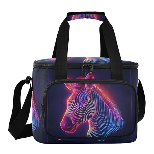 Glacière portable rose fluo pour homme - Sac isotherme à rayures